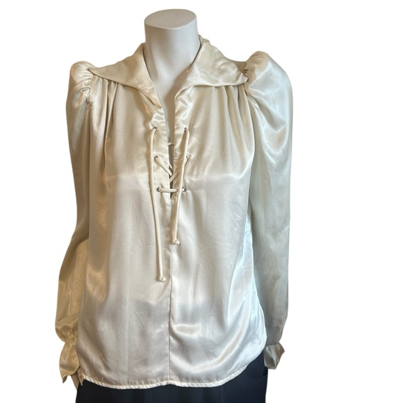 Climax by David Howard Women Cream Blouse Size S/M - Picture 6 of 11